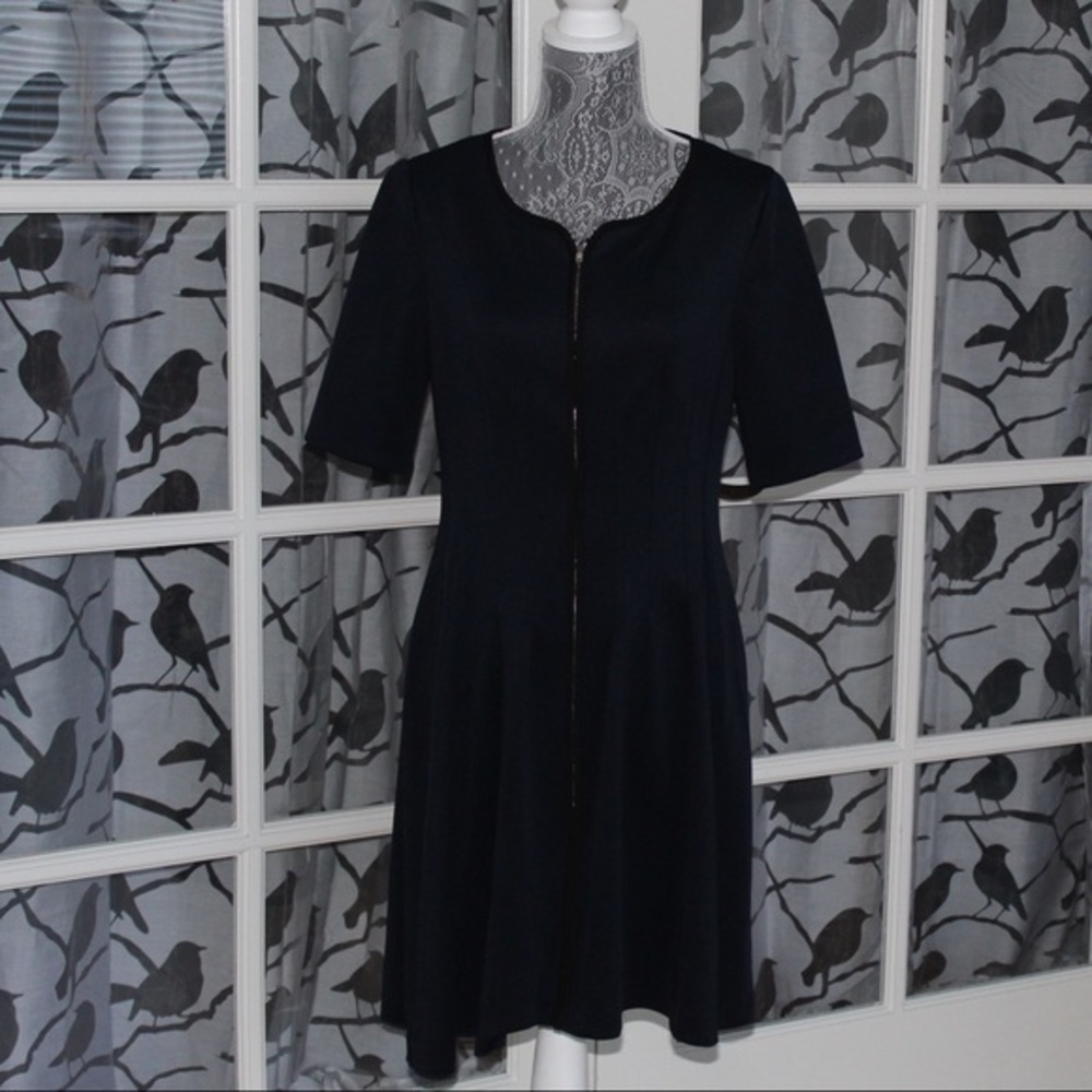 Betsey Zip-Front Fit-and-Flare Dress, Size 10 - Picture 1 of 12